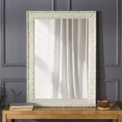 Ornate Ivory Wall Mirror, 31x43 in.