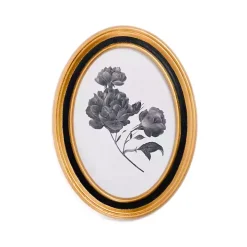 Oval Black Floral Framed Art Print
