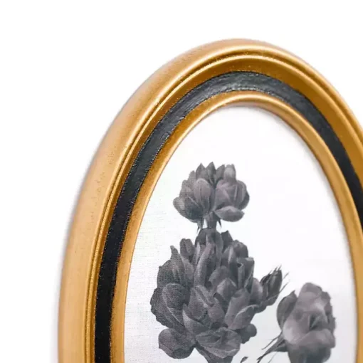 Oval Black Floral Framed Art Print