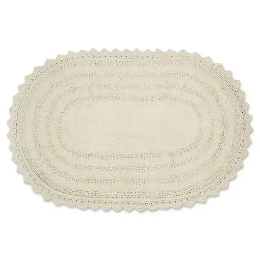Oval Classic Ivory Crochet Bath Mat