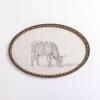 Oval Cow Sketch Beaded Framed Art Print