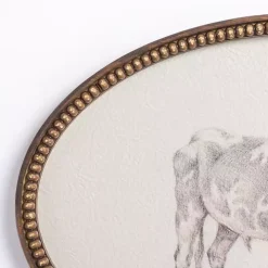 Oval Cow Sketch Beaded Framed Art Print