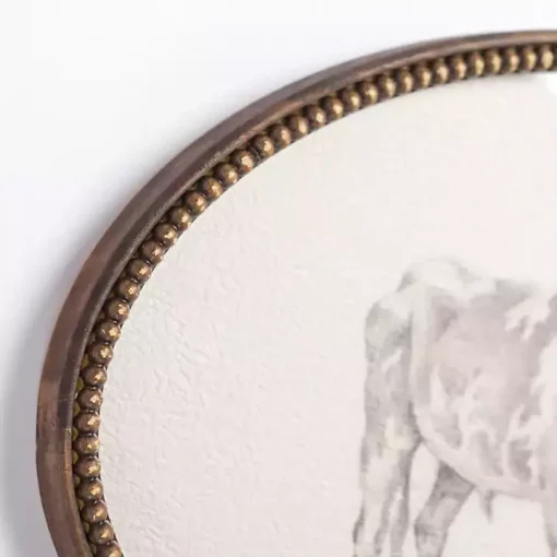 Oval Cow Sketch Beaded Framed Art Print