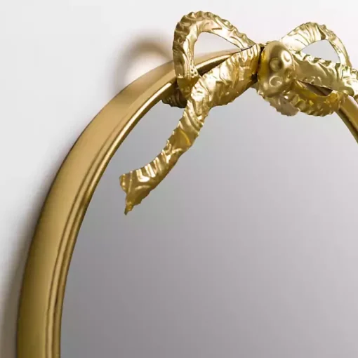 Oval Gold Bow Metal Wall Mirror