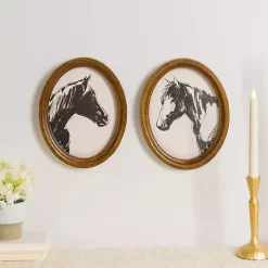 Oval Horse Portrait Framed Art Prints, Set of 2