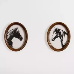 Oval Horse Portrait Framed Art Prints, Set of 2