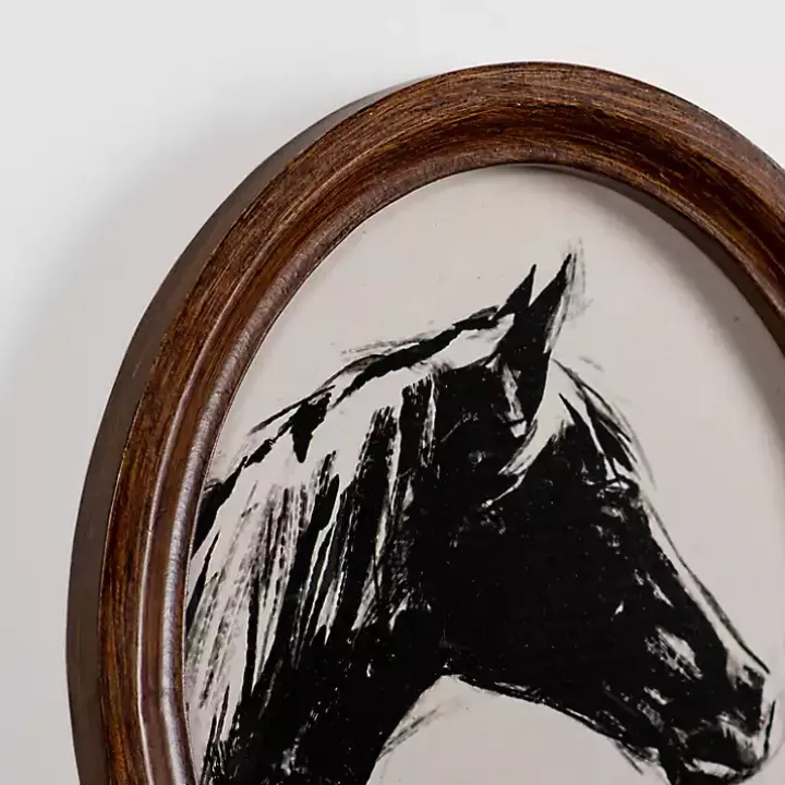 Oval Horse Portrait Framed Art Prints, Set of 2