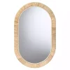 Oval Mahogany and Rattan Wall Mirror