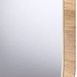 Oval Mahogany and Rattan Wall Mirror