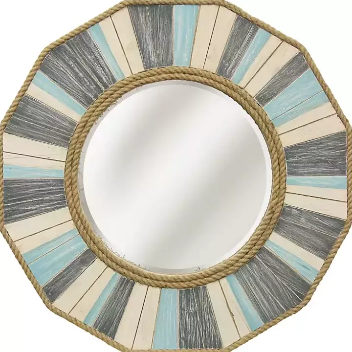 Painted Nautical Rope Wood Framed Wall Mirror