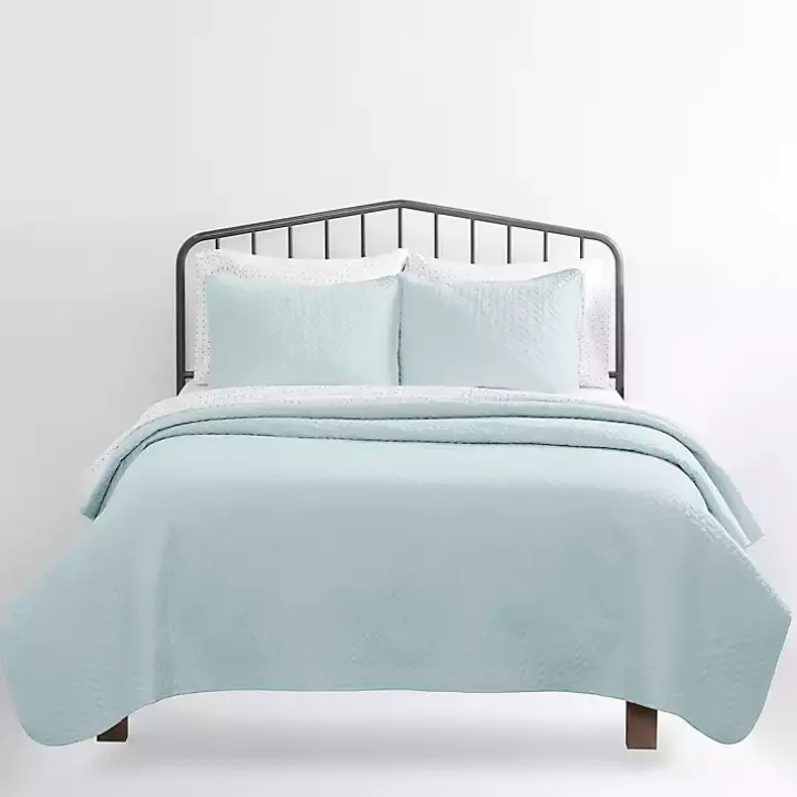 Pale Blue Herring 3-pc. King Quilted Coverlet Set