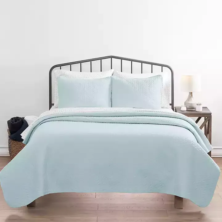 Pale Blue Herring 3-pc. King Quilted Coverlet Set