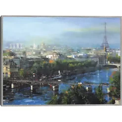 Paris Pedestrian Bridge Framed Canas Art Print