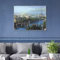 Paris Pedestrian Bridge Framed Canas Art Print