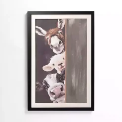 Peeking Farm Friends Framed Art Print