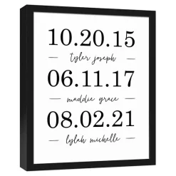 Personalized Names & Dates Framed Canvas Print