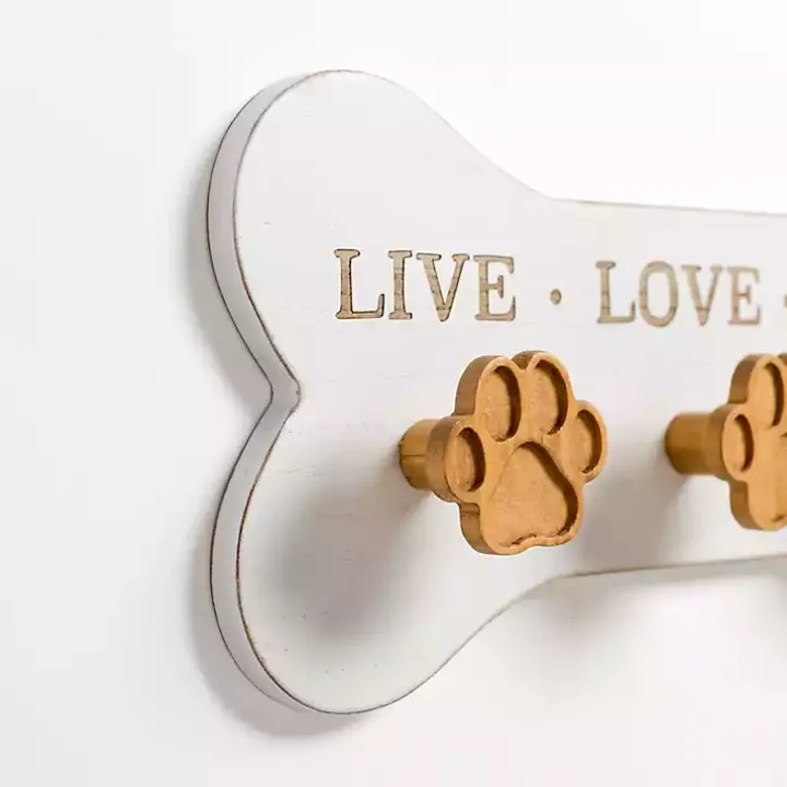 Pet Paw Print Wooden Wall Hooks