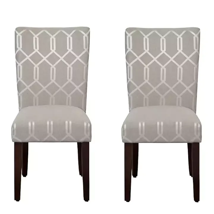 Pewter Gray Lattice Parsons Chairs, Set of 2
