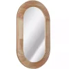 Pill Capsule Oval Shaped Wood Wall Mirror