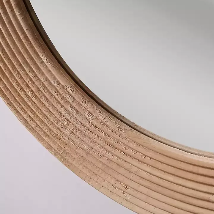 Pill Capsule Oval Shaped Wood Wall Mirror