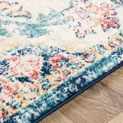 Pink and Blue Traditional Medallion Area Rug, 8x12