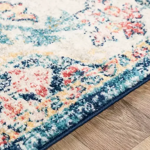 Pink and Blue Traditional Medallion Area Rug, 8x12
