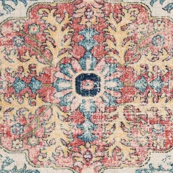 Pink and Blue Traditional Medallion Area Rug, 8x12