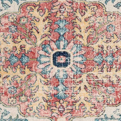 Pink and Blue Traditional Medallion Area Rug, 8x12