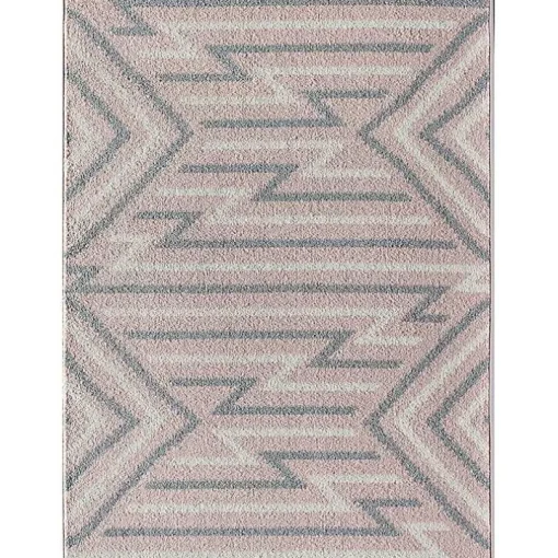 Pink and Gray Zigzag Area Rug, 8x10