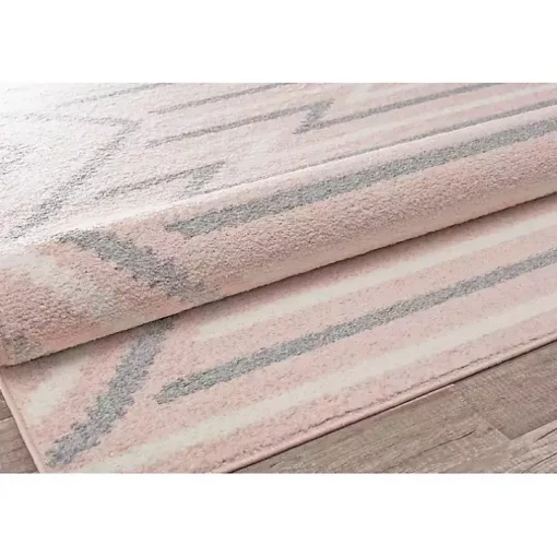 Pink and Gray Zigzag Area Rug, 8x10