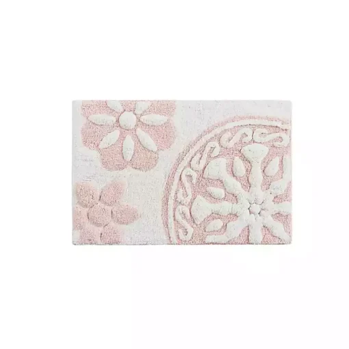 Pink Cotton Tufted Medallion Bath Mat, 30 in.