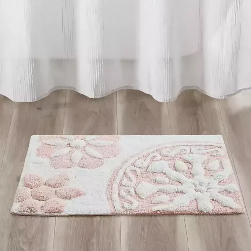 Pink Cotton Tufted Medallion Bath Mat, 30 in.