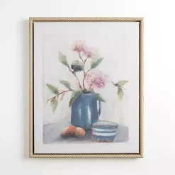 Pink Floral Still Life Framed Canvas Art Print