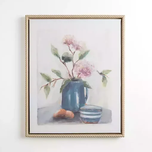 Pink Floral Still Life Framed Canvas Art Print