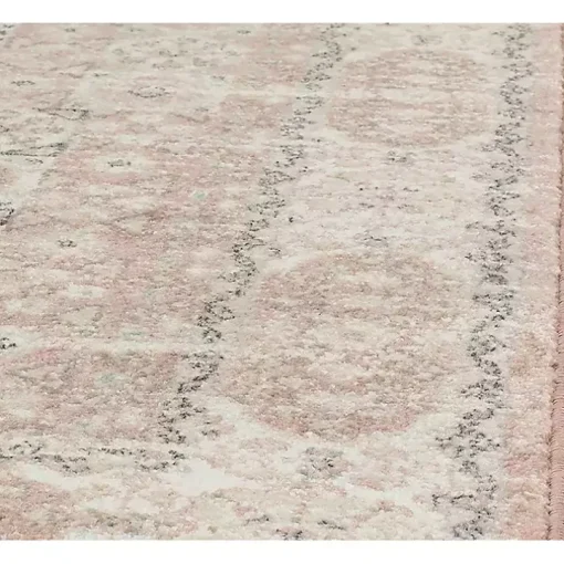 Pink Peony Medallion Area Rug, 5x7