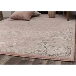 Pink Rose Medallion Area Rug, 5x7