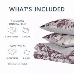 Purple Botanical 3-pc. Full/Queen Comforter Set