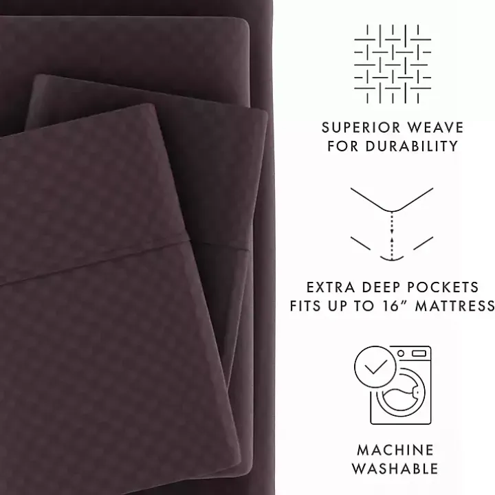 Purple Embossed Checkered 3-pc. Twin Sheet Set