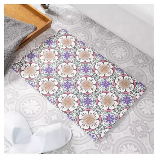 Purple Flower Stone Bath Mat