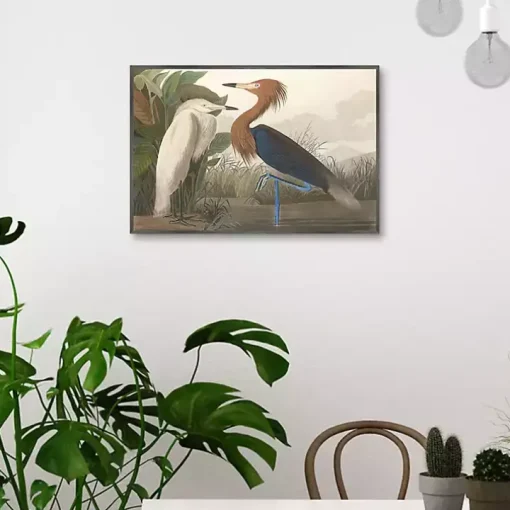 Purple Heron Framed Canvas Art Print