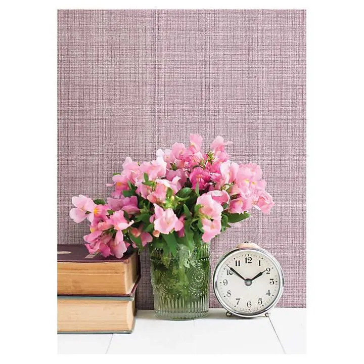 Purple Textured Faux Fabric Peel & Stick Wallpaper