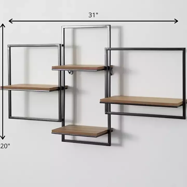 Quadrate Multi-Level Black Metal Wall Shelf