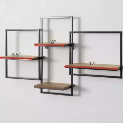 Quadrate Multi-Level Black Metal Wall Shelf