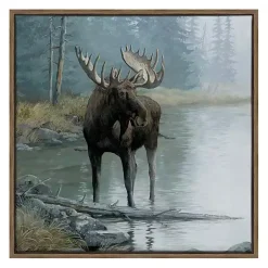 Quiet Water Moose Framed Canvas Art Print