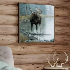 Quiet Water Moose Framed Canvas Art Print