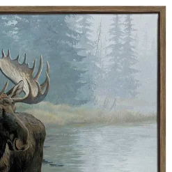 Quiet Water Moose Framed Canvas Art Print