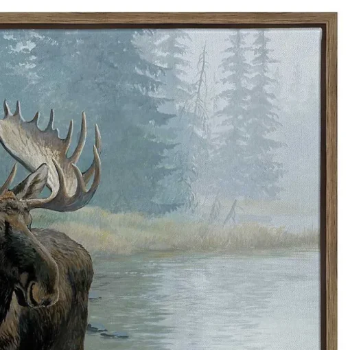 Quiet Water Moose Framed Canvas Art Print