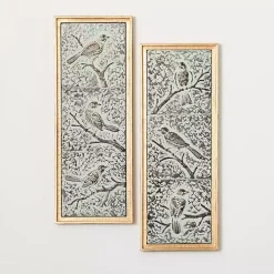 Raised Bird Metal Wall Plaques, Set of 2