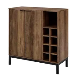 Reclaimed Wood Industrial Bar Cabinet