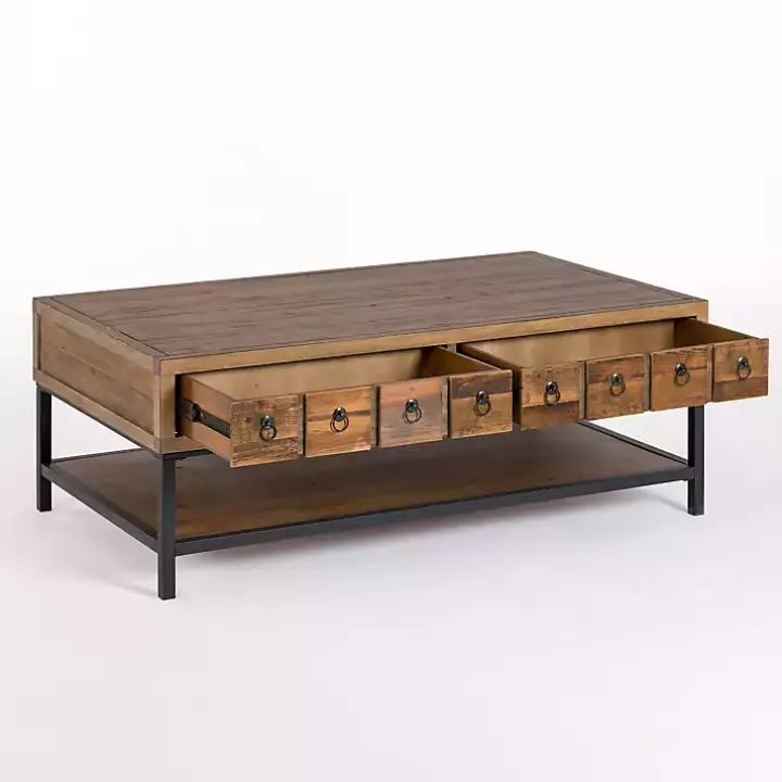 Reclaimed Wood Keeping Drawers Coffee Table